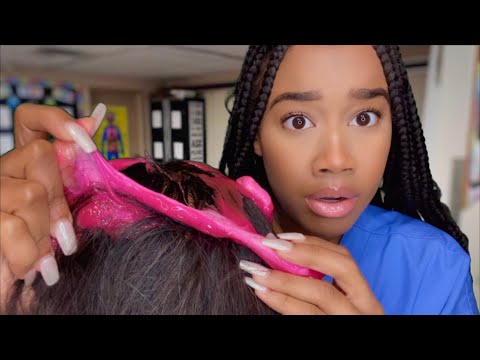 ASMR School Nurse Helps You Get Slime Out Of Your Hair P2 🙆🏽‍♀️😳 School Nurse Role-play