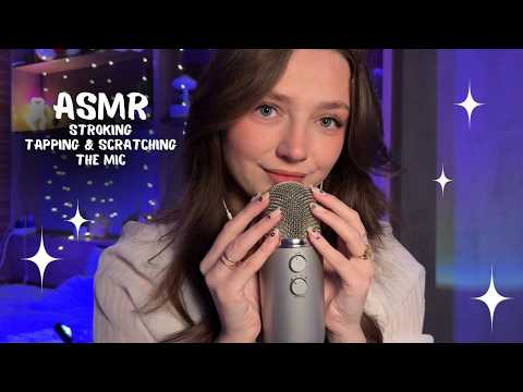 ASMR Stroking, Tapping & Scratching the Microphone for Brain Tingles 🎧✨ (No Talking)｜脳がゾクゾクするASMR 🤍🎶