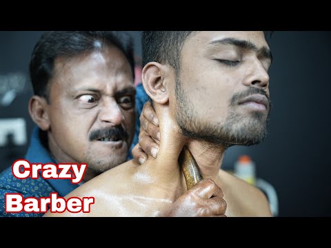 Big Eye Barber Neck Massage ASMR With Lots Of Oil | Neck Crack And Ear Crack ASMR
