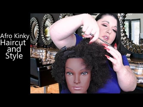 ASMR Afro/Kinky Haircut and Style | Combing, Hair Play, Scissors, Whispering | Hair Salon Roleplay