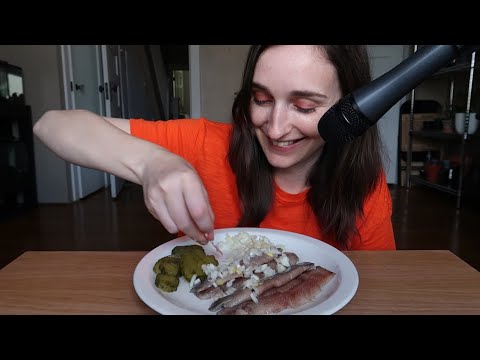 ASMR FoodZzZz Dutch Herring and English Whispering