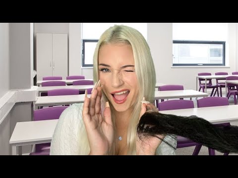 ASMR Popular Gossip Girl Plays With Your Hair in Class (Roleplay, Personal Attention)