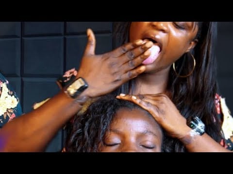 ASMR no gum tingly mouth sound fake spit painting, hair parting,shea butter greasing COMPILATION 
