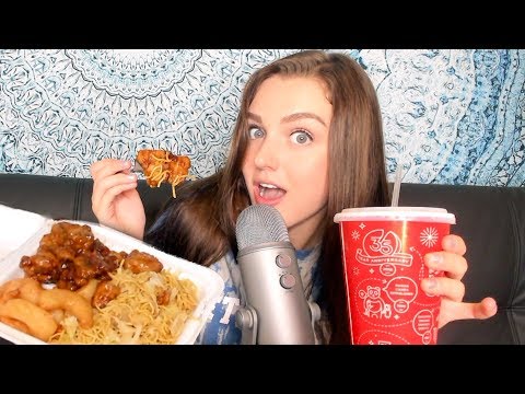 ASMR PANDA EXPRESS MUKBANG (EATING SOUNDS) Soft Spoken & Chewing