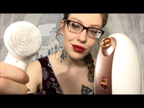 ASMR ESTHETICIAN INTAKE & TREATMENT | Skin Inspection, Brush, & Steam