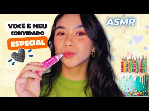 ASMR: MAQUIAGEM PARA O MEU ANIVERSÁRIO 🎂🎁