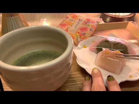 ASMR｜Japanese green tea〝matcha〟 & Japanese sweets 〝wagashi〟🍵🌸
