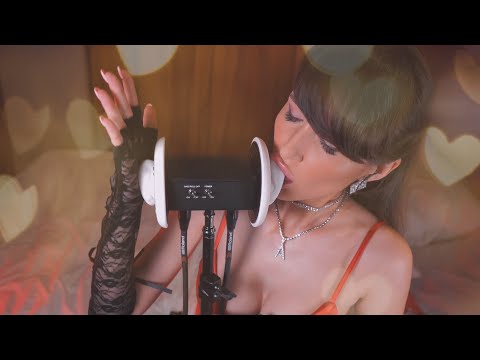 ASMR Ear Licking and Gloves Try On