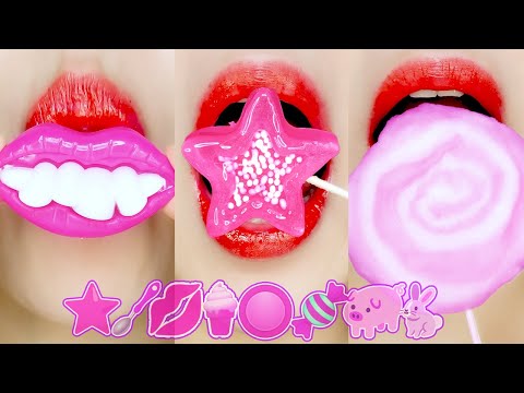 Pink Emoji Food Eating Sounds [ASMR MUKBANG]