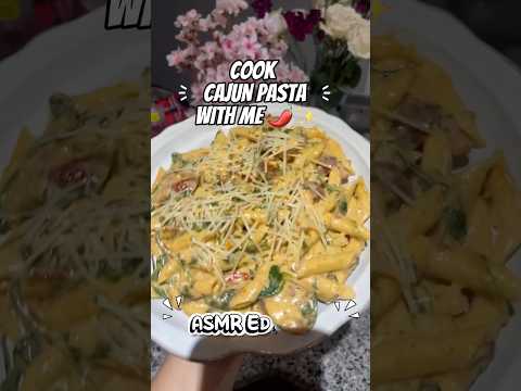 ASMR CAJUN PASTA RECIPE🌶️🍝✨ #mouthwhisper #food #mukbang #asmr