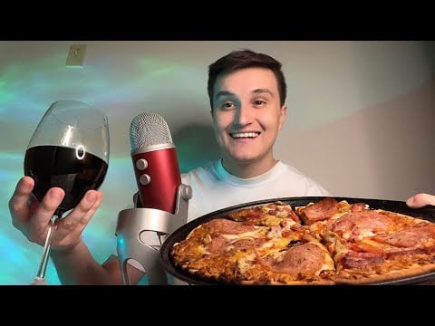 ASMR | Pizza & WINE Drinking Mukbang 🍷🍕 (whisper ramble Update)