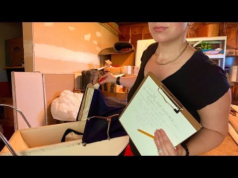 ASMR Estate Sale | Rummaging, Writing, Brushing, Book, Box, Fabric Sounds