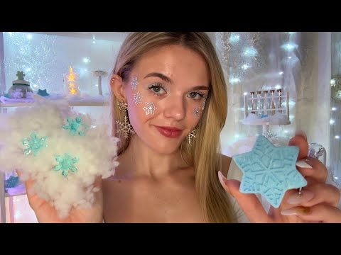 ASMR Snowflake Spa Roleplay ❄️☃️ (skin exam, icicle combs, minty mask, etc) ⁺₊❅。