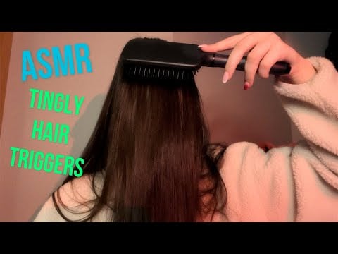 ASMR- Hair triggers on long hair & close whispers (brushing, hair on mic, scalp massage)🪮💇🏻‍♀️