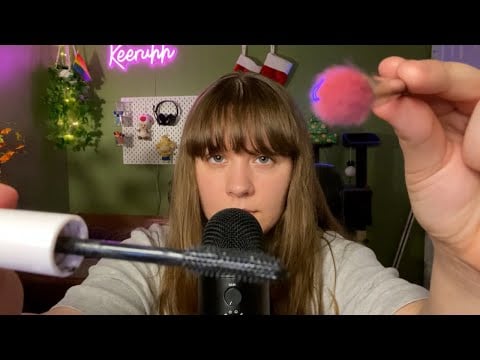 ASMR fast doing your makeup for a christmas party (mouth + hand sounds)