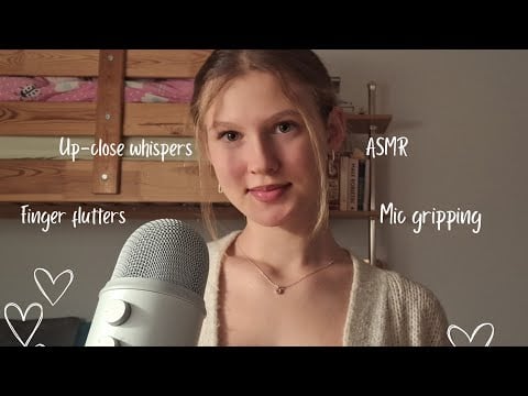 ASMR| Finger flutters, mic cupping, gripping, up-close whispers, and more ♡♡