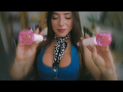 ASMR Dependienta te hace un cuidado facial cariñosamente🩵 (soft spoken)