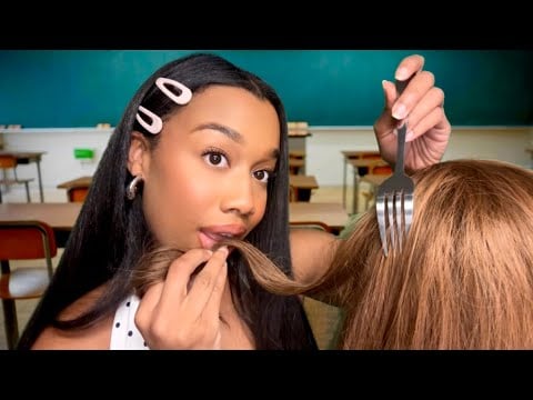 ASMR Girl Behind You in Class Eats Your Hair 😋💆‍♀️ ASMR Playing with You’re Hair 