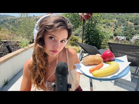 ASMR Outdoors - Peaceful Fruit Cutting & Eating in Nature