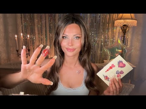 ASMR Putting Temporary Tattoos On You & Me 💕 (Whispering, Scissor Sounds, Water Mist)
