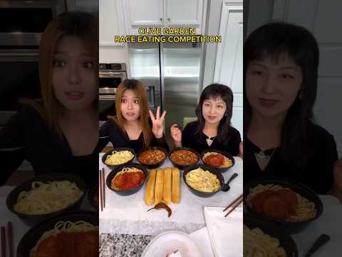 OLIVE GARDEN RACE EATING COMPETITION #mukbang #shorts #viral