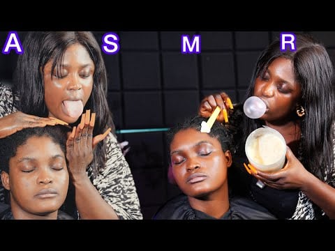 ASMR : Long nails super attentive hair crust picking , Fake spit painting, shea butter scalp & ear 