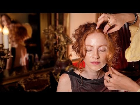 ASMR Elegant up-do hair styling with hair curling and perfectionist fixing ✨