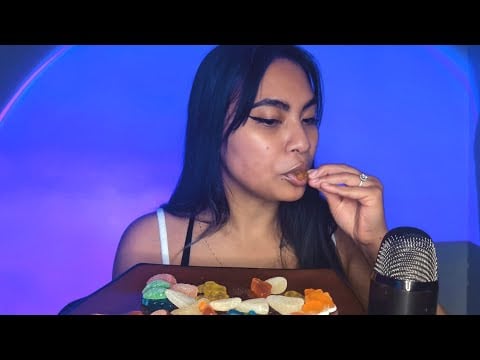 Satisfying ASMR Chewing On Haribo Unicorn Gummies
