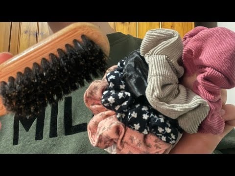 ASMR detangling your hair, trying different scrunchies on🎀no talking & no tapping 