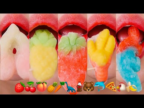 asmr EMOJI FOOD HARIBO KOHAKUTOU JELLY 하리보 코하쿠토 젤리 이모지 먹방 eating sounds