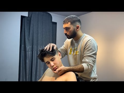 Man Sleeping Comfortably in Barber Shop / AMAZING ASMR