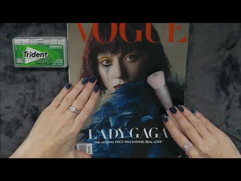 ASMR Gum Chewing Magazine Flip Through | Lady Gaga Vogue | Whispered Page Turning