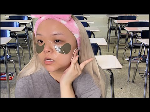 ASMR pov the girl you sit next to that thinks school is a beauty salon does her skincare