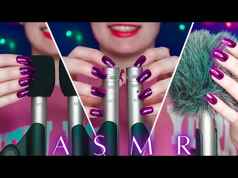 ASMR Sleep Inducing Mic Scratching - Brain Massage with 12 MICS 🎤 & Different Nails 💜 No Talking 4K