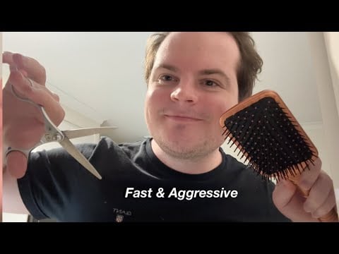 ASMR Fast & Aggressive Haircut & Style *MAJOR LOFI TINGLES* Pt.2