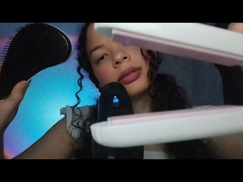 ASMR: PENTEANDO e fazendo CHAPINHA no seu CABELO para dormir BEM 💕😴
