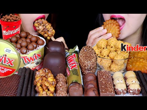 ASMR MALTESERS TWIX ICE CREAM, GIANT CHOCOLATE MARSHMALLOW, KINDER HAPPY HIPPO, FERRERO CEREAL 먹방