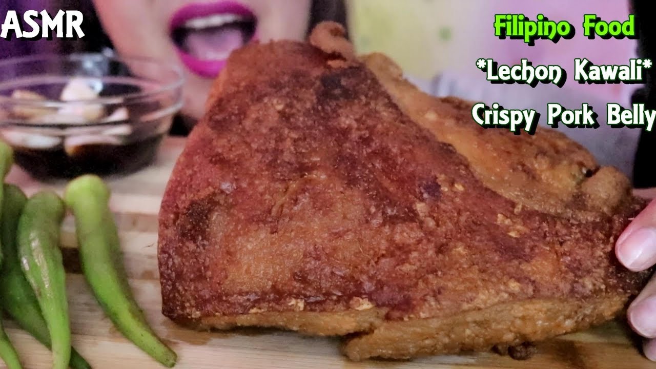 ASMR Crispy Pork Belly Filipino Food  Lechon Kawali Eating No Talking