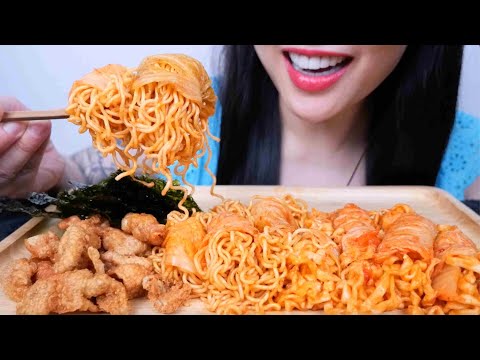 NOODLE WRAPPED KIMCHI (ASMR CRUNCHY EATING SOUNDS) NO TALKING | SAS-ASMR