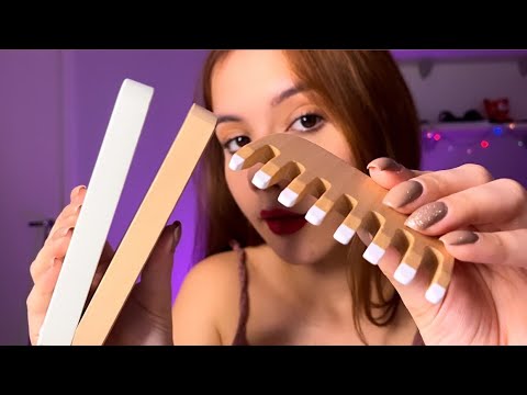 ASMR- VOU TE ARRUMAR COM ITENS DE MADEIRA 🪵(chapinha, make, etc)