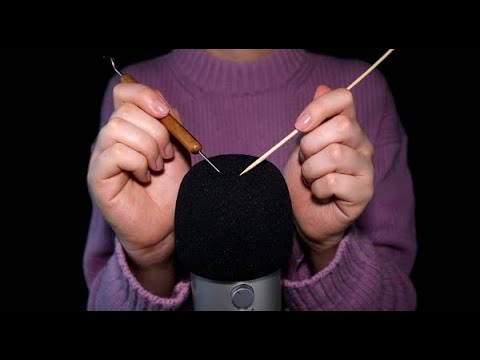 ASMR Sharp & Crispy Mic Scratching with Wood & Metal Sticks (No Talking)