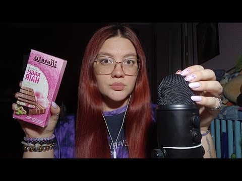 MUKBANG ANGEL HAIR CHOCOLATE (Eating Sounds) 😴💜 | ASMR ITA