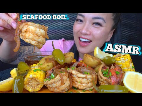 ASMR SEAFOOD BOIL (EATING SOUNDS) LIGHT WHISPERS | SAS-ASMR