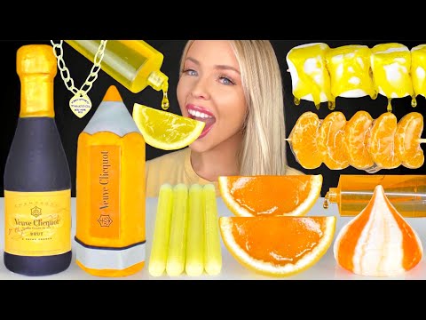 ASMR LEMON SLICE ORANGE DESSERT, CHAMPAGNE VEUVE CLICQUOT, LEMON DRIZZLE, JELLY SLICE MUKBANG 먹방