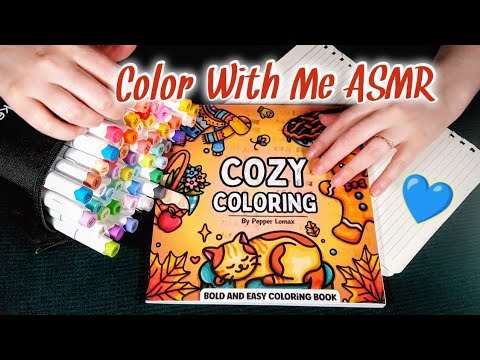 Cozy Autumn Coloring ASMR 🎨 Soft Speaking 🤫 Tapping & Tracing 💙