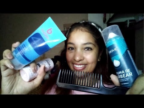 ASMR Barbearia: Barba e Corte de Cabelo (tesoura, pente na tela, espuma de barbear, gel, voz suave)💈