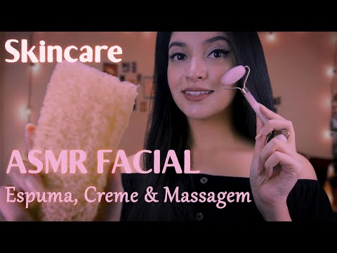 ASMR MASSAGEM FACIAL PRA VOCÊ DORMIR BEM 💜 Limpeza e Hidratação: SPA Facial, Skincare, ASMR BR