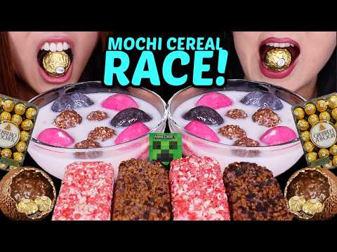 ASMR RACE! FERRERO ROCHER MOCHI ICE CREAM CEREAL *behind the scenes* vlog 먹방