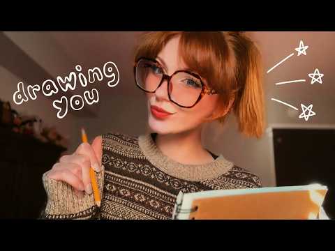 asmr mumbling and sketching 📐📝 drawing you with inaudible / unintelligible whispers and measuring