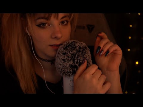 ASMR | Unintelligible Whispers, Breathing, Blowing, Fluffy Mic - white noise, no talking, rain